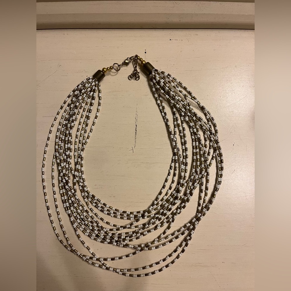 White and Gold Layered Necklace.